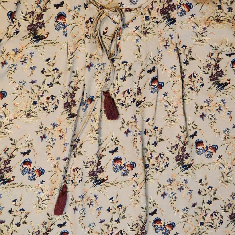Miss Me Blouse Women's Size L Tassel Butterfly Bell Sleeve Romantic Hippie - Picture 3 of 9